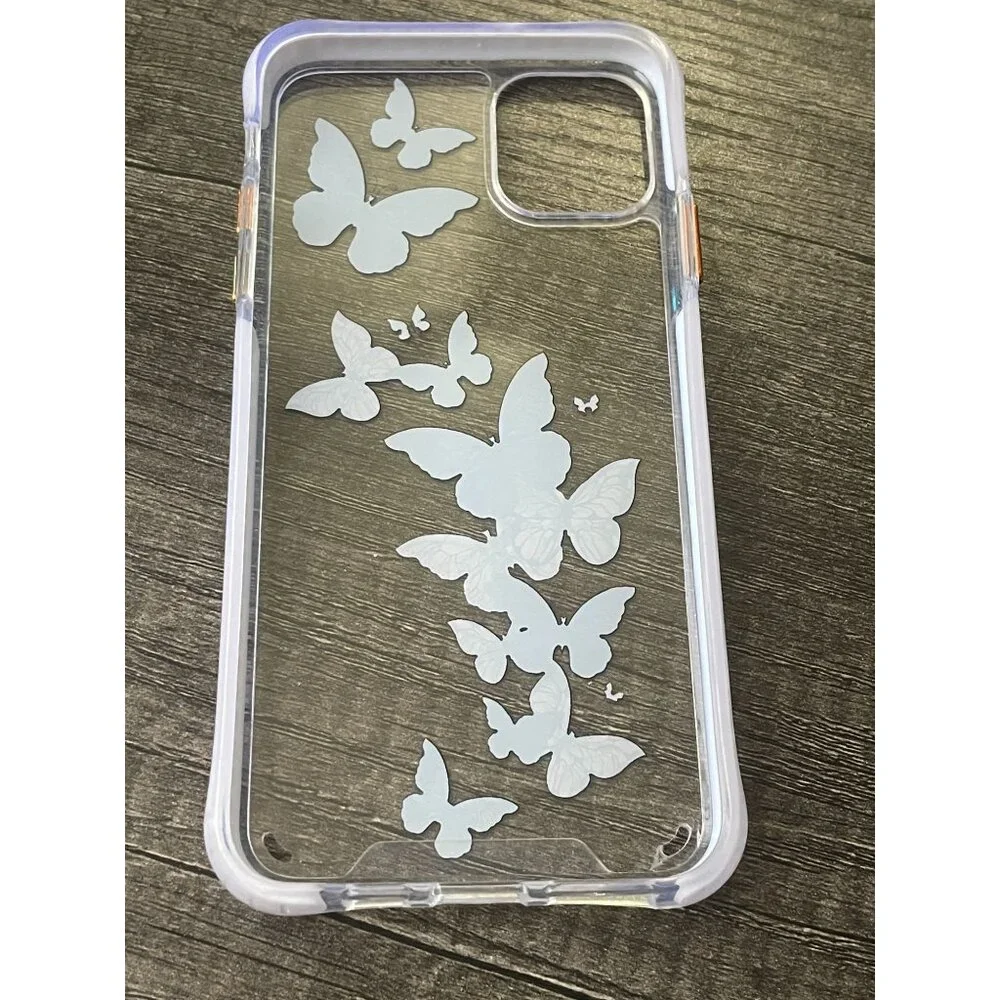 Case Compatible with iPhone 11 Pro Max Clea Blue butterfly on TPU whimsy